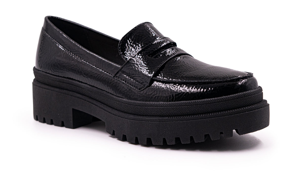 Mocasines Hispana Negro Alto Brillo para Mujer