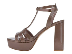 SARY Zapatillas de Charol Color Taupe para Mujer