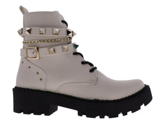 Botines Combat Luna Rosa Gris para Mujer