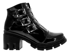 Botines de Charol Negro Luna Rosa para Mujer