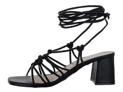 Sandalias Roze Negro Tacón Bloque para Mujer