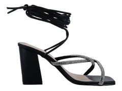 Sandalias de Tacón Cuadrado Roze Negro para Mujer
