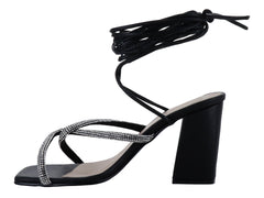 Sandalias de Tacón Cuadrado Roze Negro para Mujer