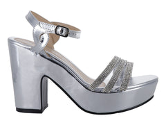 Zapatillas de Fiesta Roze Color Plata para Mujer