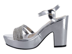 Zapatillas de Fiesta Roze Color Plata para Mujer