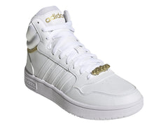 Tenis Adidas Hoops 3.0 Mid Blancos con Dorado para Mujer