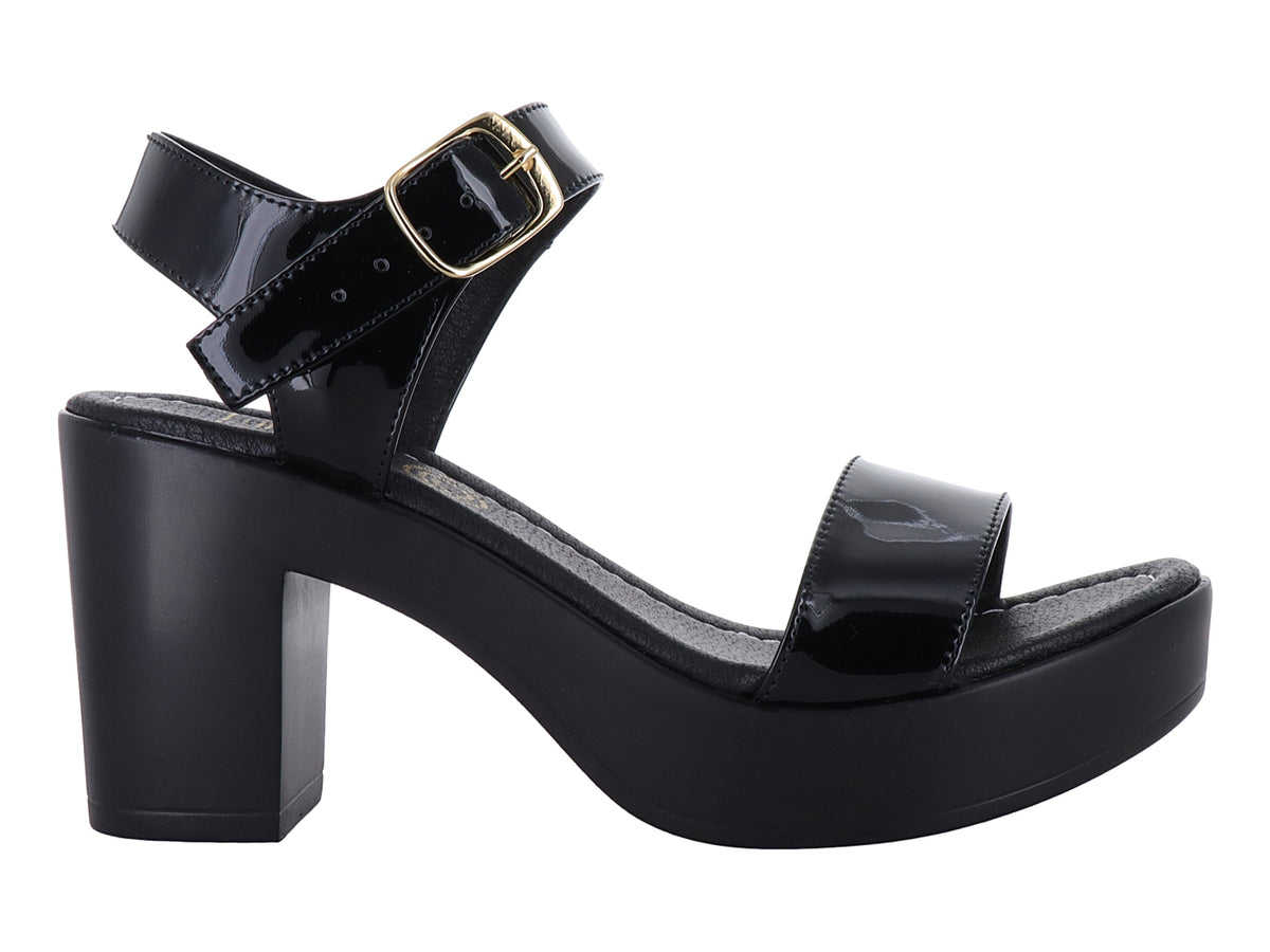 Zapatillas Luna Rosa Negro Charol para Mujer