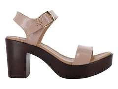 Zapatillas Luna Rosa Beige Charol para Mujer