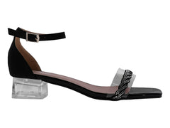 Sandalias Roze Negro Tacón Cuadrado para Mujer