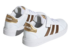 Tenis Adidas Grand Court 2.0 Blancos con Dorado para Niña