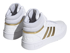 Tenis Adidas Hoops 3.0 Mid Blanco y Gris para Mujer