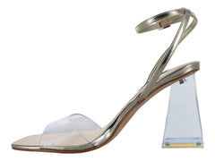 Sandalias Nine West Dorado Tacón Cuadrado para Mujer