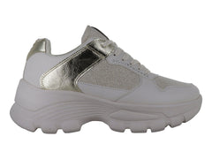 Tenis Clasben Fayeth Beige Oro para Mujer