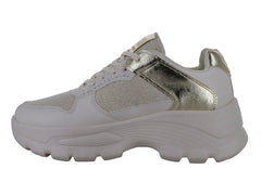 Tenis Clasben Fayeth Beige Oro para Mujer