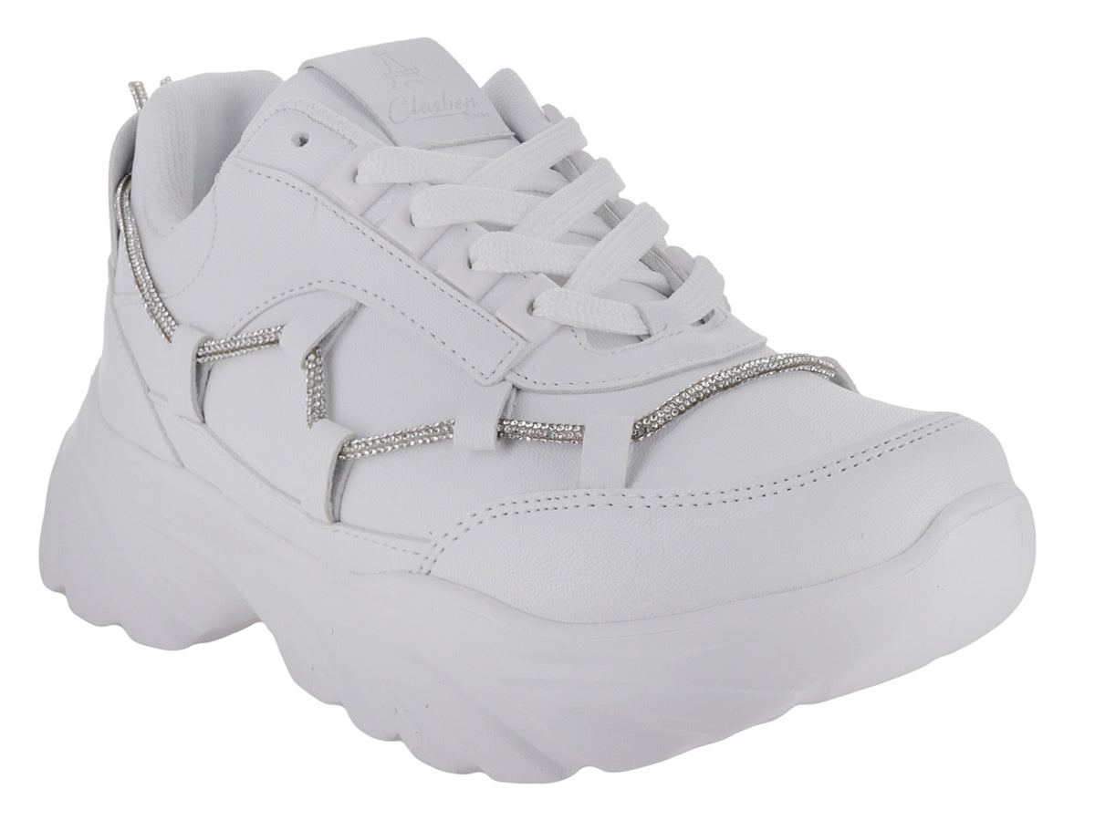 Tenis Clasben Swarovski Blanco para Mujer