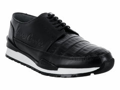 Zapatos Cuadra Negro de Piel Caimán y Ternera para Hombre