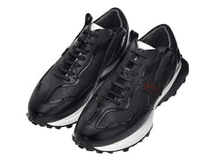 Tenis Cuadra de Piel Ternera Negro para Hombre