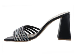 Sandalias ROZE Negro con Pedrería para Mujer