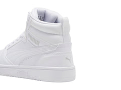Tenis PUMA Rebound V6 Mid Blancos y Grises para Niño