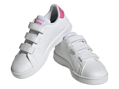 Tenis Adidas Advantage CF C Blanco y Rosa para Niña