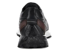 Tenis Cuadra de Piel de Pitón Gris y Negro para Hombre