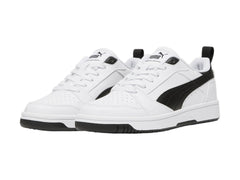 Tenis PUMA Rebound V6 Lo Blanco y Negro para Niño