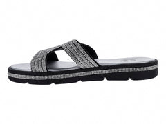 Sandalias Casuales Luna Rosa Negro Plata para Mujer