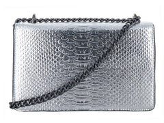 Bolsa de Hombro Motola Pia Caimán Plata para Mujer