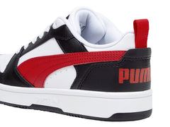 Tenis PUMA Rebound V6 Lo Blanco con Rojo para Niño