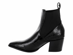 Botines Diana Denisse Negro Charol Caimán para Mujer