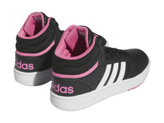 Tenis Adidas Hoops 3.0 Mid Negro Blanco y Rosa para Mujer
