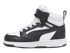 Tenis PUMA Rebound V6 Mid Blanco y Negro para Niño