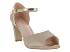 Sandalias de Tacón Cuadrado Roze Dorado para Mujer
