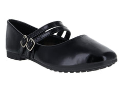 Zapatos Planos Roze Charol Negro para Mujer