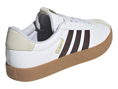Tenis Adidas VL Court 3.0 Blanco y Café para Hombre