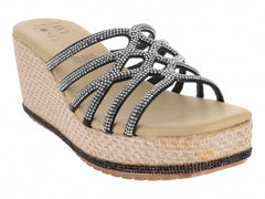 Sandalias Luna Rosa Negro y Plata para Mujer