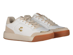 Tenis Charly Blanco Beige y Dorado para Mujer