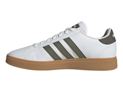 Tenis Adidas Grand Court Base 2.0 Blanco y Verde Oliva para Hombre