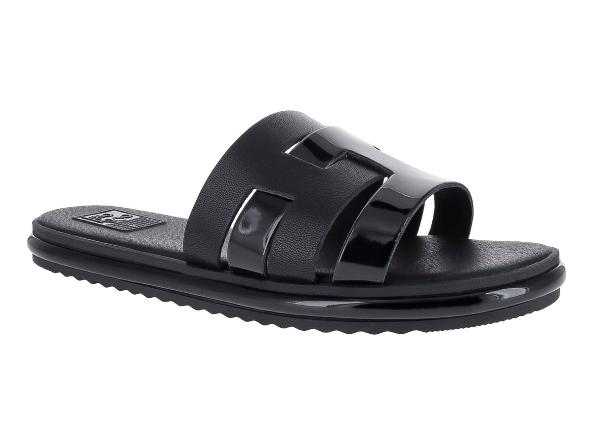 Sandalias Luna Rosa Negro Charol para Mujer