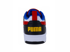 Tenis PUMA Rebound V6 Mid Blanco y Rojo para Niño