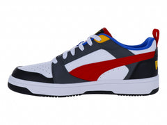 Tenis PUMA Rebound V6 Mid Blanco y Rojo para Niño