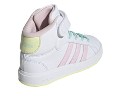 Tenis Adidas Grand Court Mid Blanco y Rosa para Niña