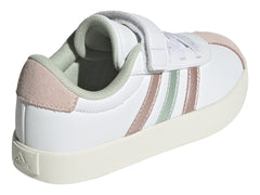 Tenis Adidas VL Court 3.0 K Blanco y Rosa para Niña