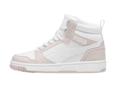 Tenis PUMA Rebound V6 Mid Rosa y Blanco para Niña