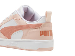 Tenis PUMA Rebound V6 Lo Blanco y Rosa para Niña