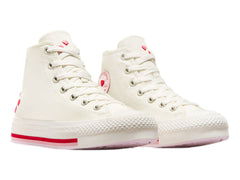 Tenis Converse Blanco Vintage y Rojo para Niña