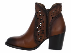 Botines de Piel Café In Moda para Mujer