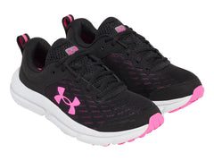 Tenis Under Armour Assert 10 Negro con Rosa para Niña