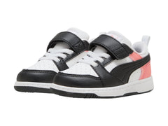 Tenis PUMA Rebound V6 Lo Blanco y Rosa para Niña