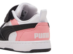 Tenis PUMA Rebound V6 Lo Blanco y Rosa para Niña